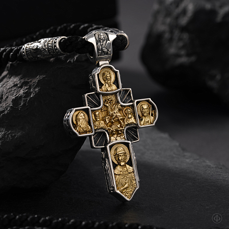 Крест "Мужества" из серебра и золота 585 пробы 054