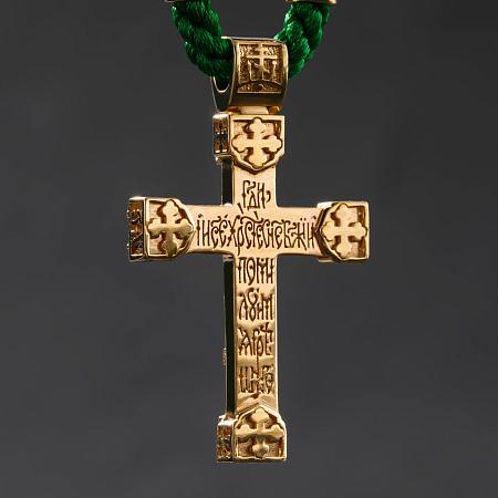 Крест из золота 750 пробы с изумрудами 017