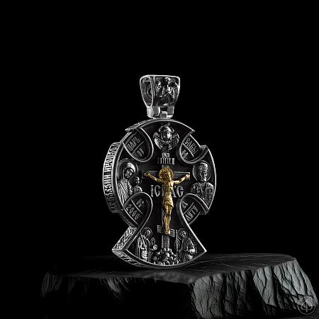 Крест из серебра, золота и чёрного дерева (эбена) Арт.050