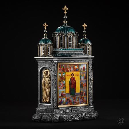 Настольная скульптура - Храм святого Пантелеимона из серебра и золота 585 Арт.054