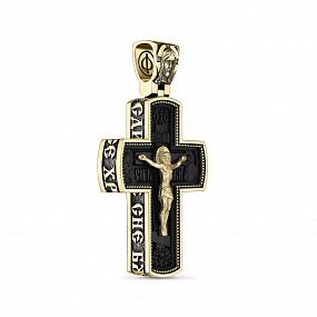 Крест из золота 750 пробы и чёрного дерева (эбена) 011