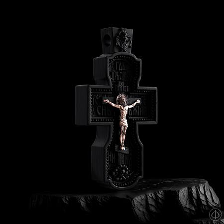 Крест из чёрного дерева (эбена) и золота 585 Арт.018