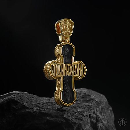 Крест из золота 750 и чёрного дерева (эбена) Арт.075