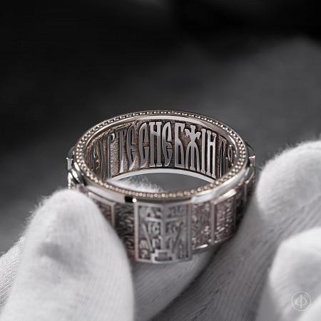 Кольцо-четки из серебра с молитвой, 001