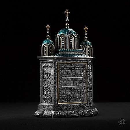 Настольная скульптура - Храм святого Пантелеимона из серебра и золота 585 Арт.054