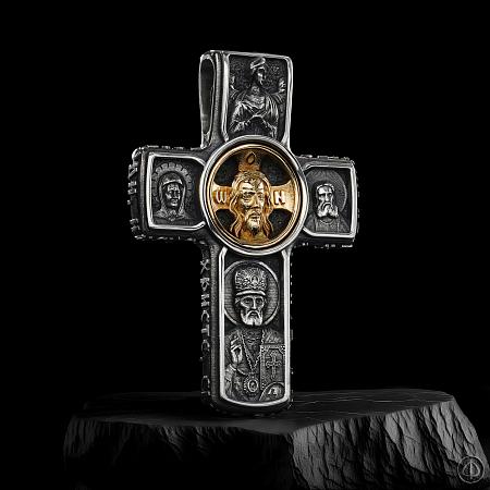 Крест из серебра и золота 585 "Спас" Арт.032