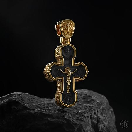 Крест из золота 750 и чёрного дерева (эбена) Арт.075