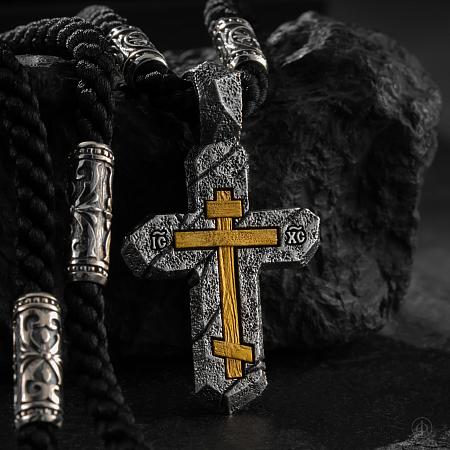 Крест из серебра и золота 999 пробы без Распятия 053