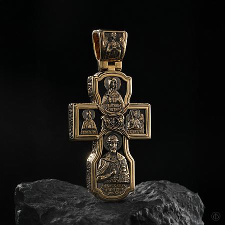 Крест из золота 750 и платины с агатом Арт.102/К1