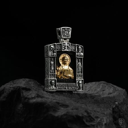Подвеска из серебра, золота 585 и чёрного дерева (эбена) Арт.080