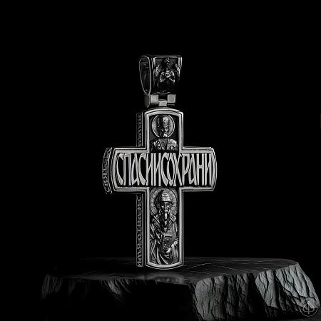 Крест из серебра с агатом Арт.111