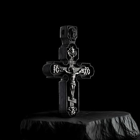Крест из чёрного дерева (эбена) и серебра Арт.009