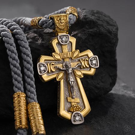 Крест из золота 750 пробы и платины с бриллиантами 062