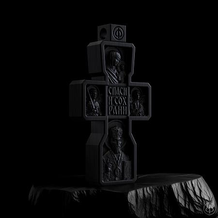 Крест из чёрного дерева (эбена) и золота 750 Арт.006