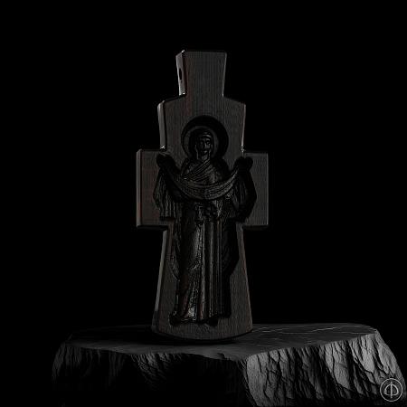 Крест из чёрного дерева (эбена) и серебра Арт.028