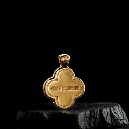 Крест из золота 750 с бирюзовой эмалью и бриллиантом Арт.121