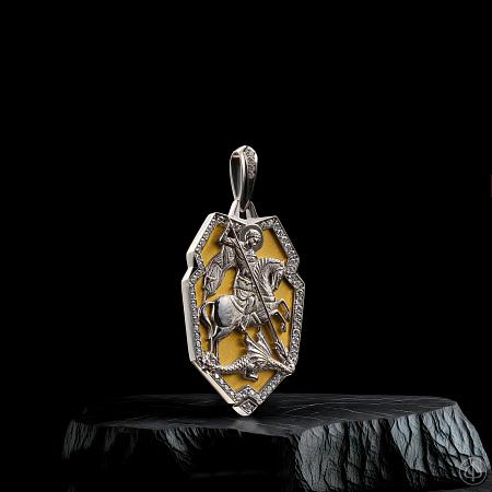 Нательная икона из платины и золота 750 с бриллиантами Арт.095