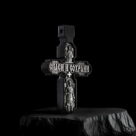 Крест из чёрного дерева (эбена) и серебра Арт.009