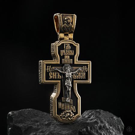 Крест из золота 750 и платины с агатом Арт.102/К1
