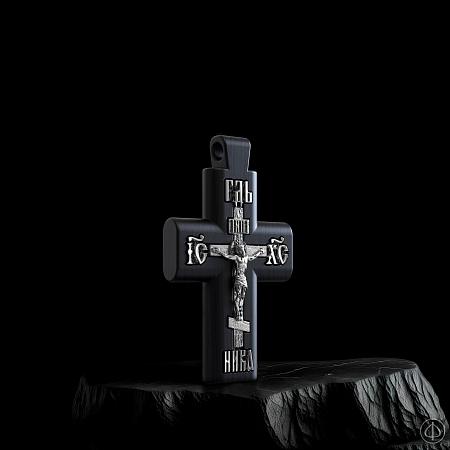 Крест из чёрного дерева (эбена) и платины Арт.008