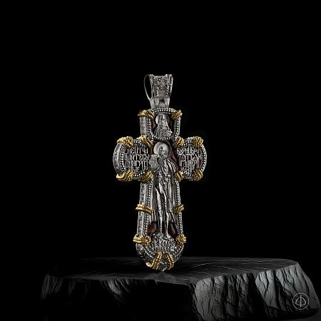 «Ушаковский крест» из платины, золота 750 и янтаря Арт.198
