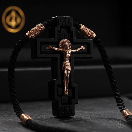 Крест из чёрного дерева (эбена) и золота 585 Арт.003