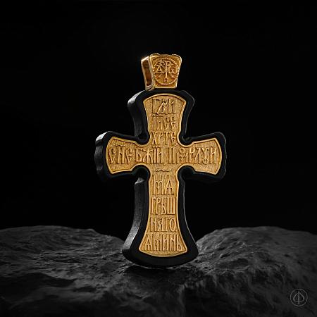 Крест из золота 750 и чёрного дерева (эбена) Арт.066