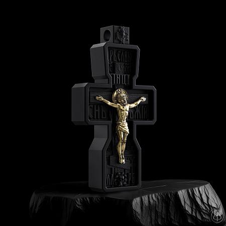 Крест из чёрного дерева (эбена) и золота 585 Арт.006