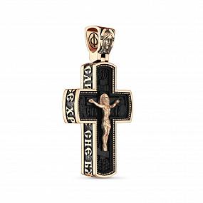 Крест из золота 585 пробы и чёрного дерева (эбена) 011