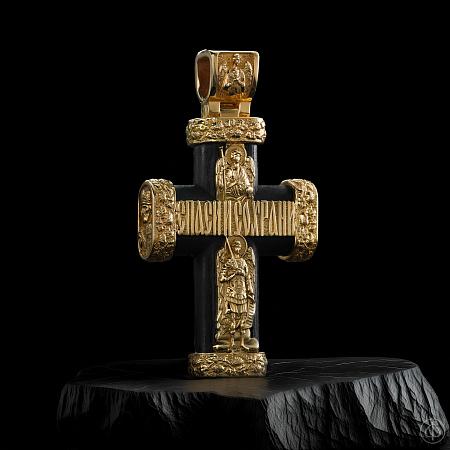 Крест из золота 585 и чёрного дерева (эбена) Арт.013