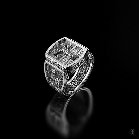 Кольцо из платины с молитвой Арт.008