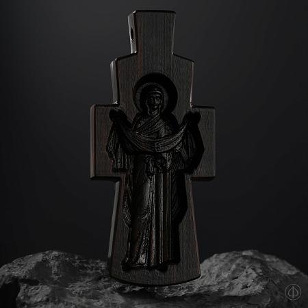 Крест из чёрного дерева (эбена) и серебра Арт.028