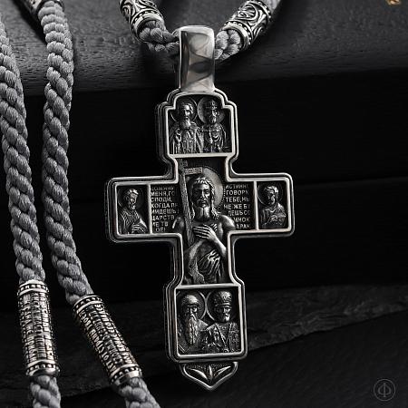 Крест "Благоразумный разбойник" на шнуре из серебра и золота 585 пробы 039