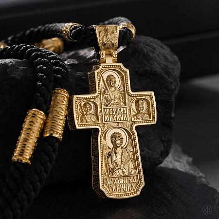 Крест из золота 750 пробы и чёрного дерева (эбена) 001