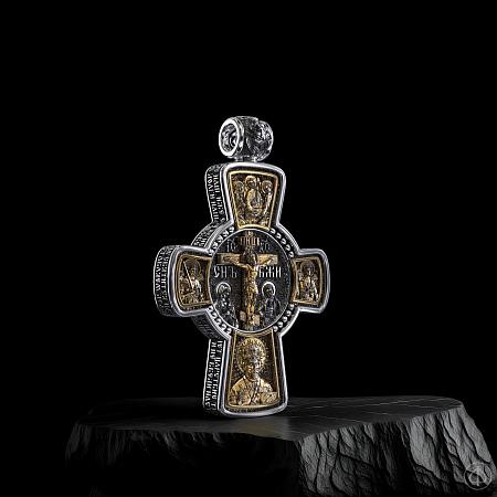 Крест из серебра и золота 585 Арт.023