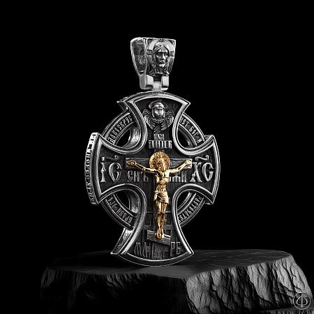 Крест из серебра и золота 585 Арт.024