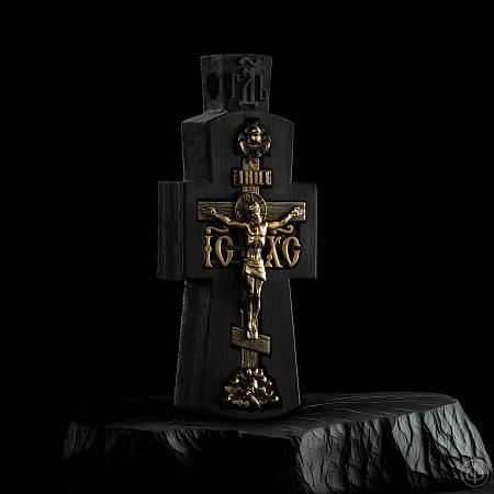Крест из чёрного дерева (эбена) и золота 585 Арт.028