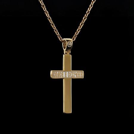 Крест из золота 750 с белой эмалью Арт.126
