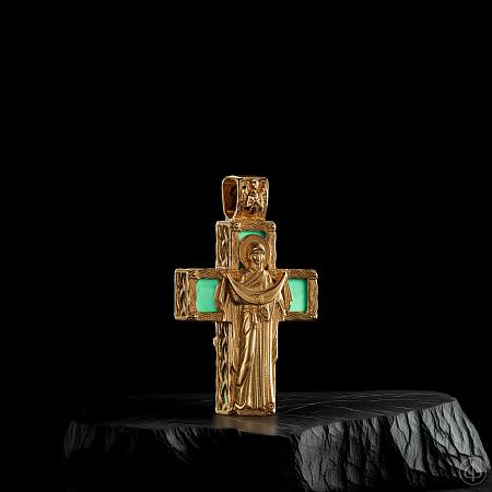 Крест из золота 750 с зеленым лазуритом Арт.021