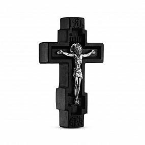Крест из чёрного дерева (эбена) и серебра 003