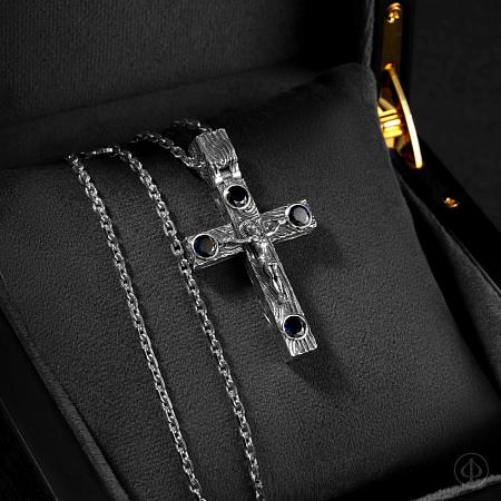 Крест из серебра с сапфирами Арт.176