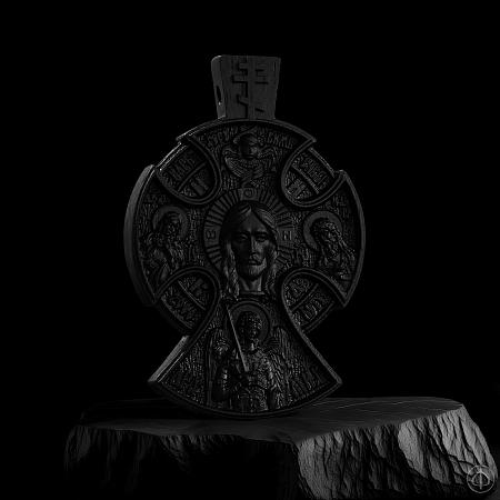 Крест из чёрного дерева (эбена) "Спас" Арт.005