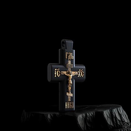 Крест из чёрного дерева (эбена) и золота 750 Арт.008