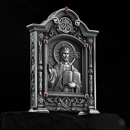Настольная икона из серебра с гранатами Арт.006