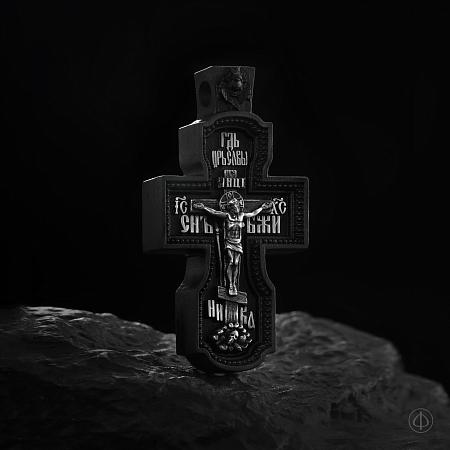 Крест из чёрного дерева (эбена) и серебра Арт.081