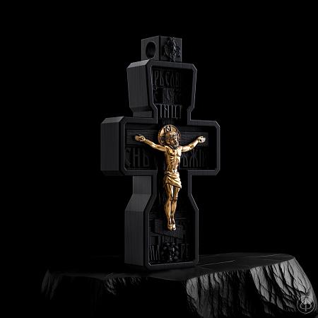 Крест из чёрного дерева (эбена) и золота 750 Арт.006