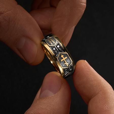 Кольцо-четки из желтого и белого золота 750 с бриллиантами Арт.076