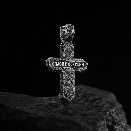 Крест из серебра и золота 999 Арт.053