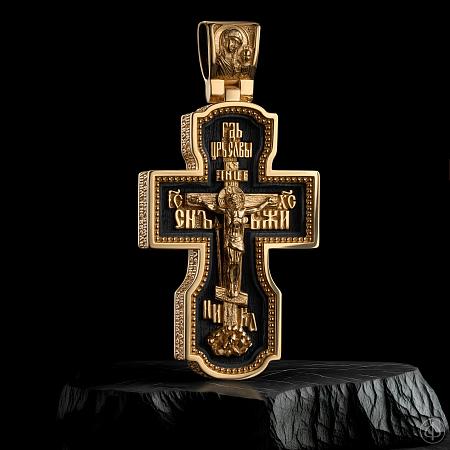 Крест из золота 750 и чёрного дерева (эбена) Арт.018