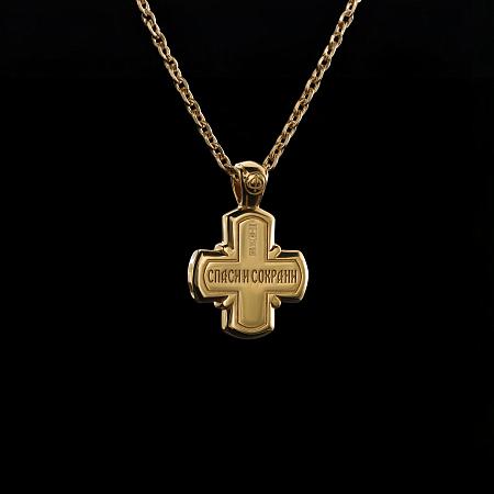 Крест из золота 750 с синей эмалью и бриллиантом Арт.120